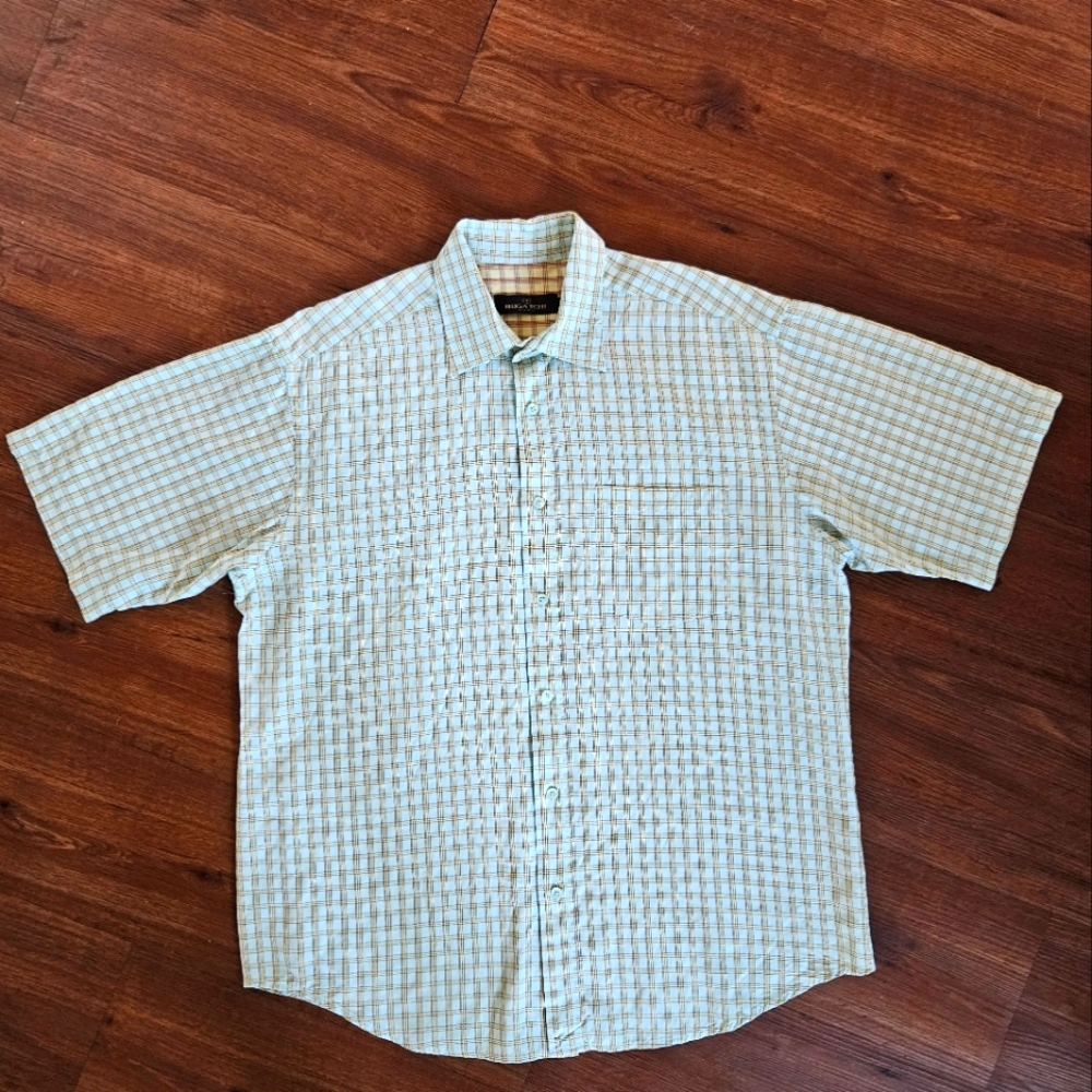 BUGATCHI UOMO Button-Up Shirt Men's Size Large Multicolor Short Sleeve Plaid